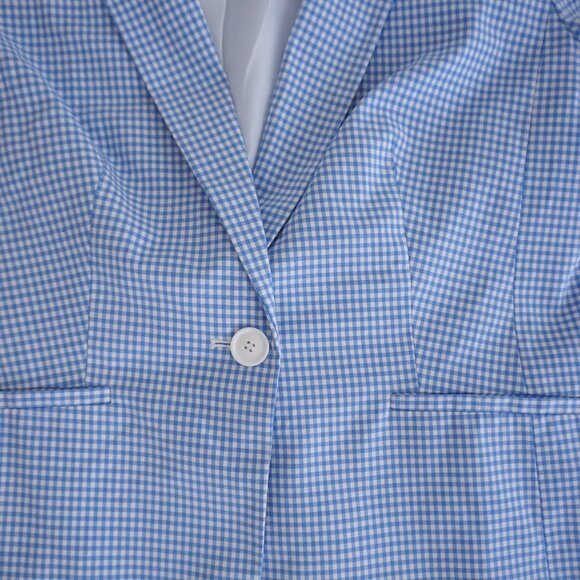 Talbots Blue Gingham Check Blazer Preppy Cottagecore Spring Layering Jacket 8 - Picture 6 of 11